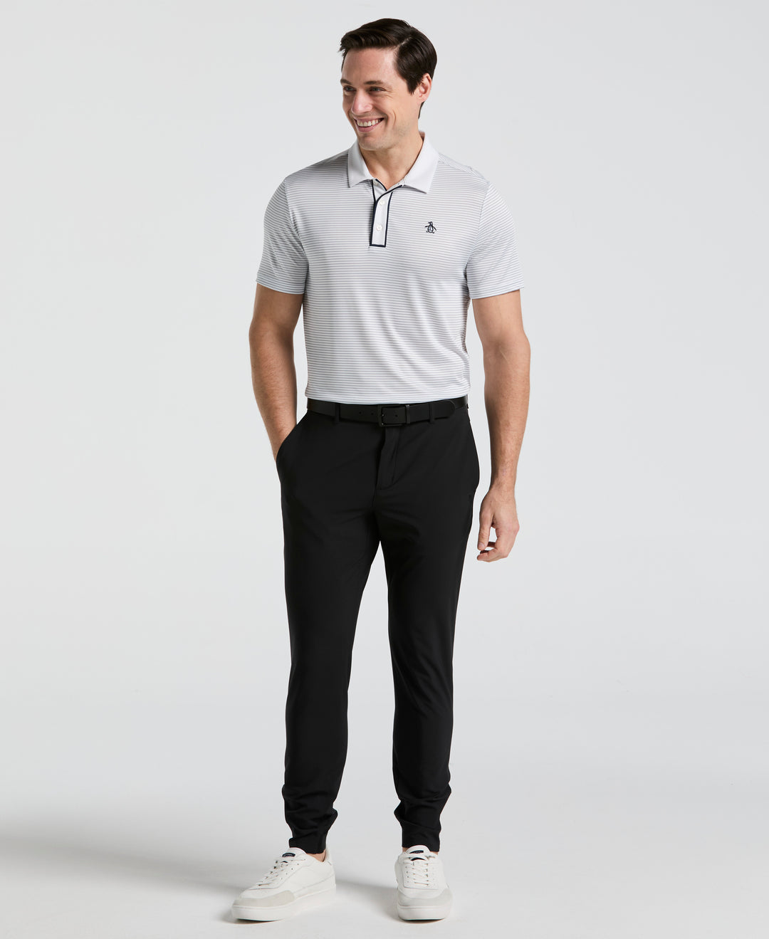 Short Sleeve Stripe Polo (Bright White) 