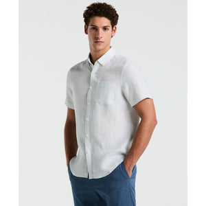 Short Sleeve Washed Linen Shirt-Shirts-Original Penguin