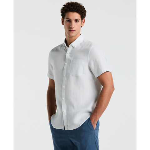 Short Sleeve Washed Linen Shirt-Shirts-Original Penguin