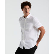 Short Sleeve Washed Linen Shirt-Shirts-Bright White-XS-Original Penguin