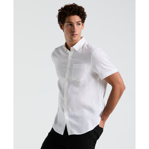 Short Sleeve Washed Linen Shirt-Shirts-Bright White-XS-Original Penguin