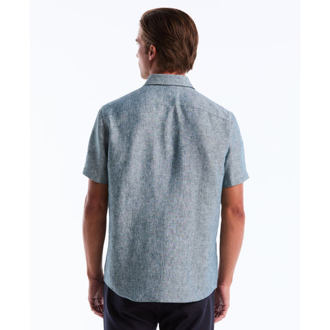 Short Sleeve Washed Linen Shirt-Shirts-Original Penguin