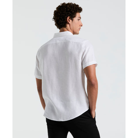 Short Sleeve Washed Linen Shirt-Shirts-Original Penguin