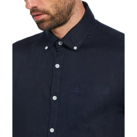Washed Linen Shirt (Dark Sapphire) 