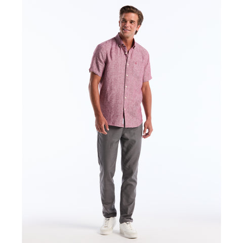 Short Sleeve Washed Linen Shirt-Shirts-Original Penguin
