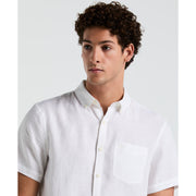 Short Sleeve Washed Linen Shirt-Shirts-Original Penguin