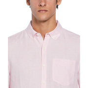 Short Sleeve Washed Linen Shirt-Shirts-Original Penguin