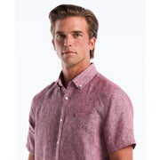 Short Sleeve Washed Linen Shirt-Shirts-Original Penguin