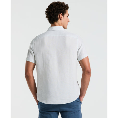 Short Sleeve Washed Linen Shirt-Shirts-Original Penguin