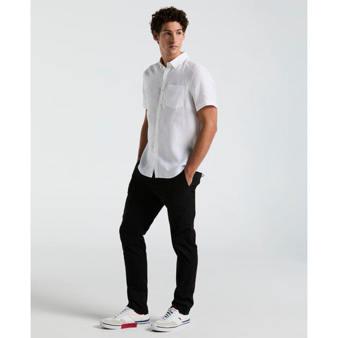 Short Sleeve Washed Linen Shirt-Shirts-Original Penguin