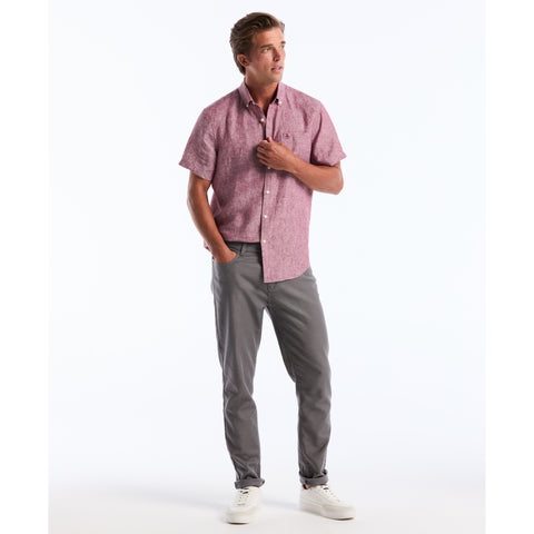 Short Sleeve Washed Linen Shirt-Shirts-Original Penguin