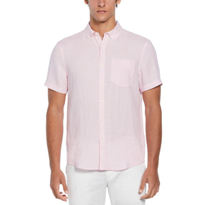 Short Sleeve Washed Linen Shirt-Shirts-Original Penguin