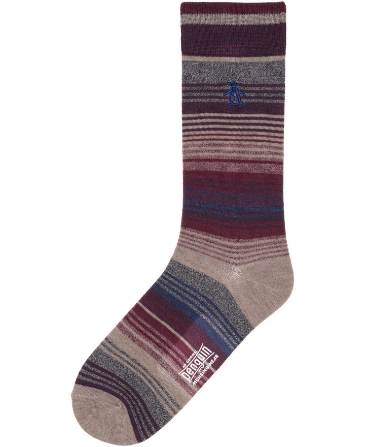 Marled Stripe Dress Sock (Brown) 