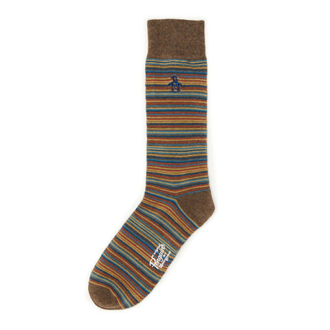 Skinny Stripe Sock  (Brown) 