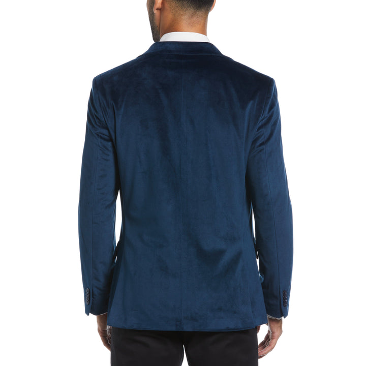 Blue Velvet Pico Polyester Jacket  (Blue) 