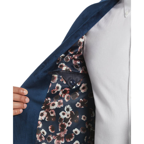 Blue Velvet Pico Polyester Jacket  (Blue) 