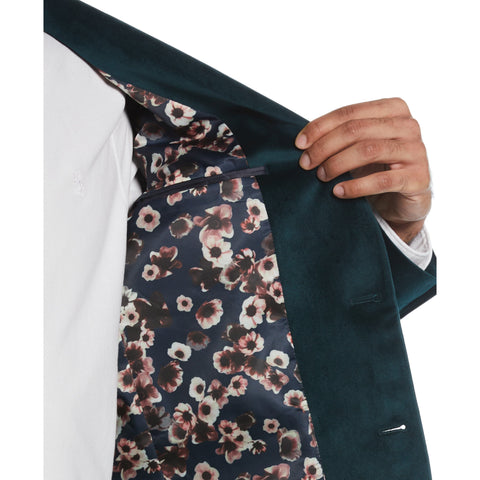 Green Velvet Pico Polyester Jacket  (Green) 