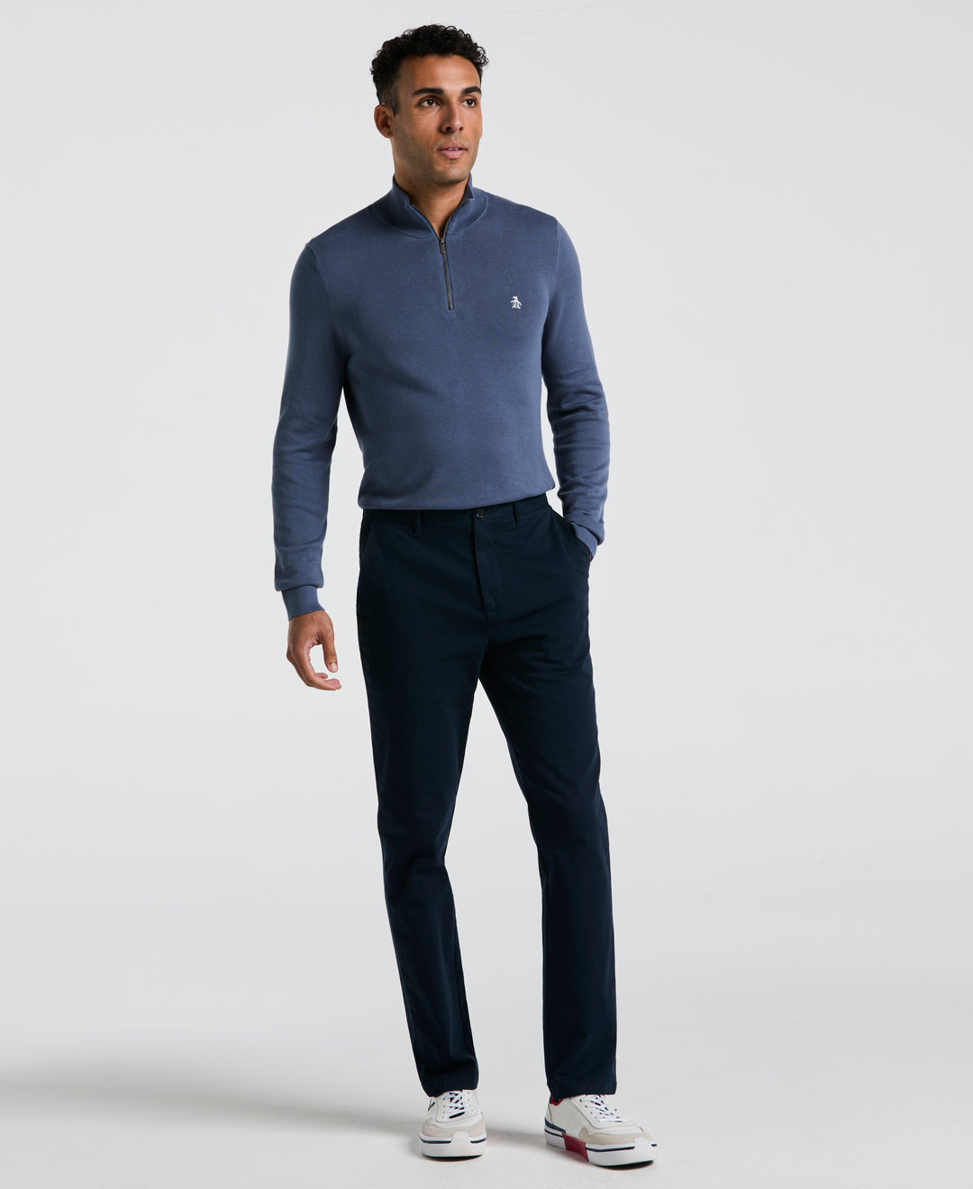 Slim Fit Stretch Chino Flat Front Pant (Dark Sapphire) 