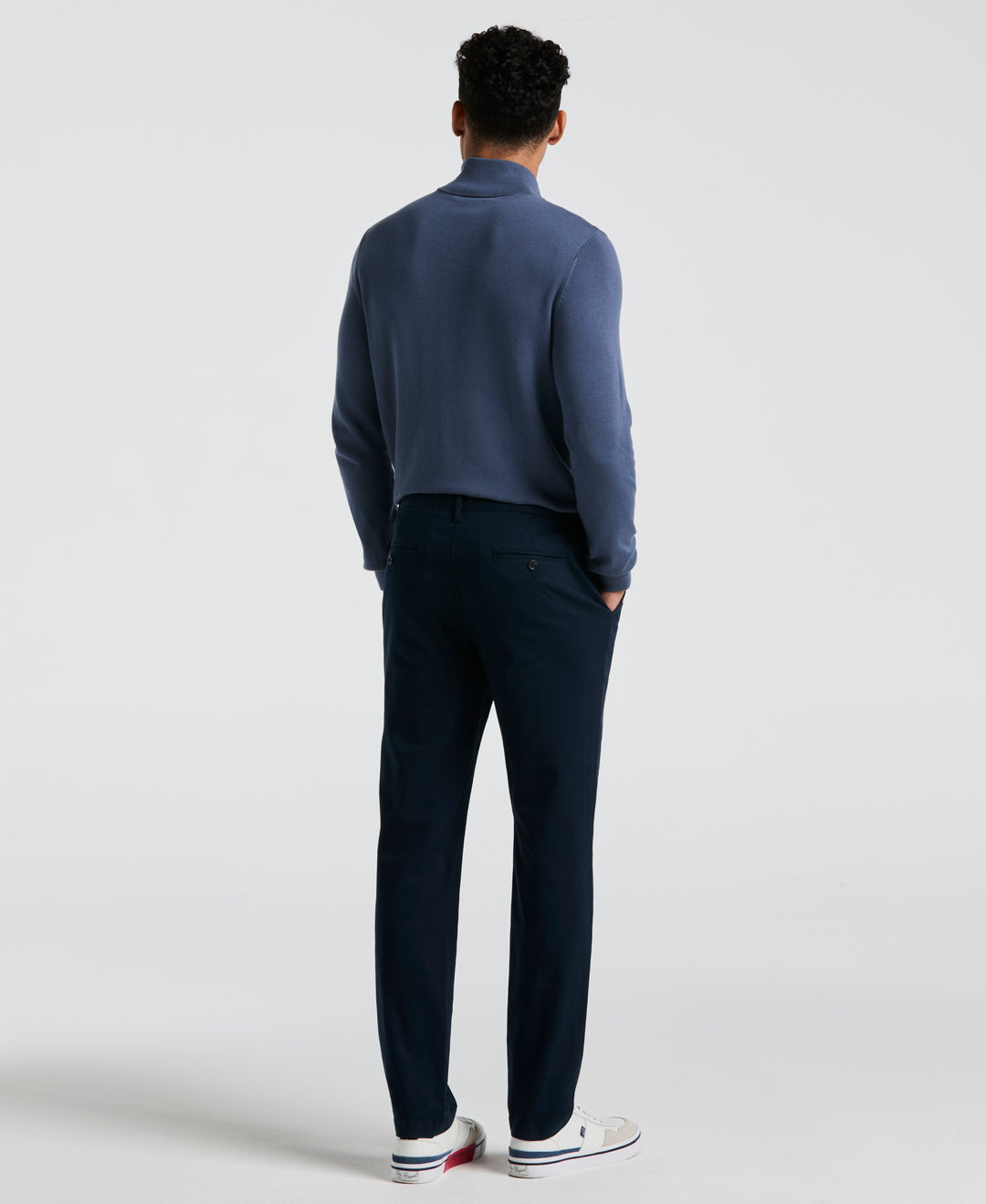 Slim Fit Stretch Chino Flat Front Pant (Dark Sapphire) 