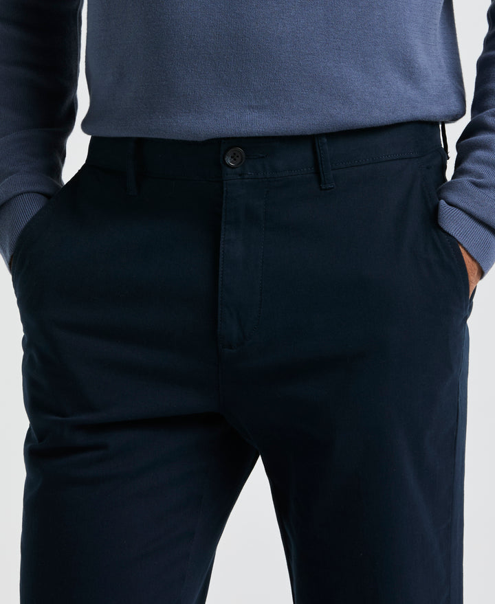 Slim Fit Stretch Chino Flat Front Pant (Dark Sapphire) 
