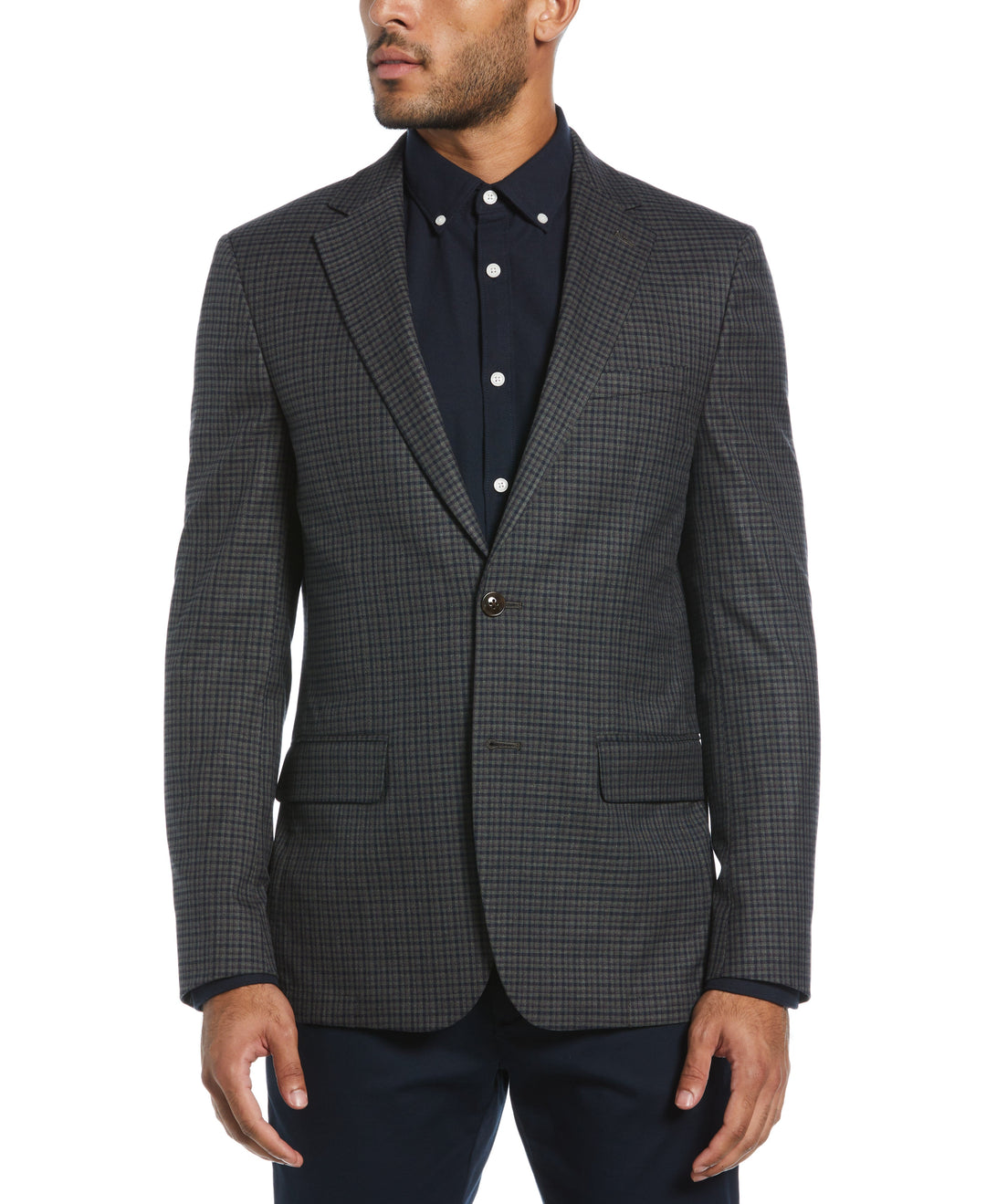 Slim Fit Mini Plaid Sport Coat-Suit Jackets-Blue Mist-36-Regular-Original Penguin