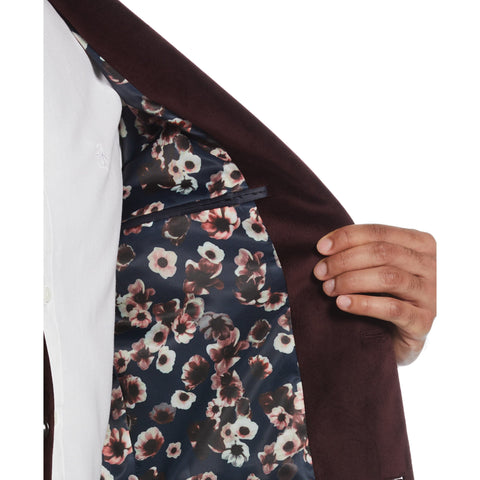 Marsala Velvet Pico Polyester Jacket  (Marsala) 