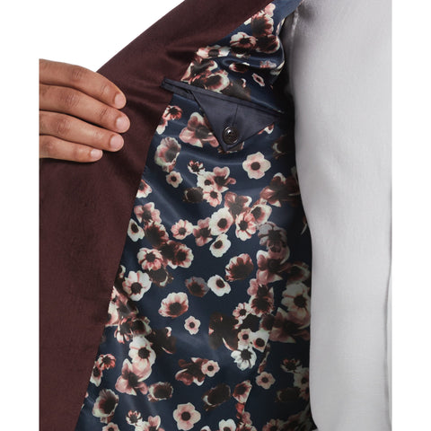 Marsala Velvet Pico Polyester Jacket  (Marsala) 