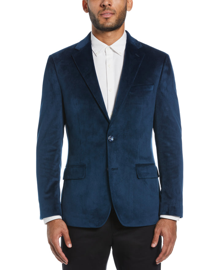 Blue Velvet Pico Polyester Jacket  (Blue) 