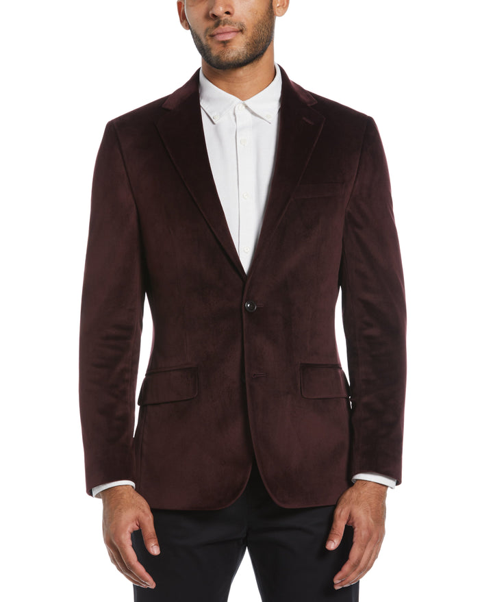 Marsala Velvet Pico Polyester Jacket  (Marsala) 