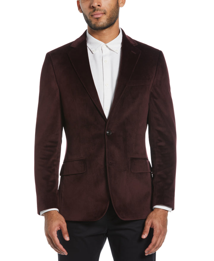 Marsala Velvet Pico Polyester Jacket  (Marsala) 