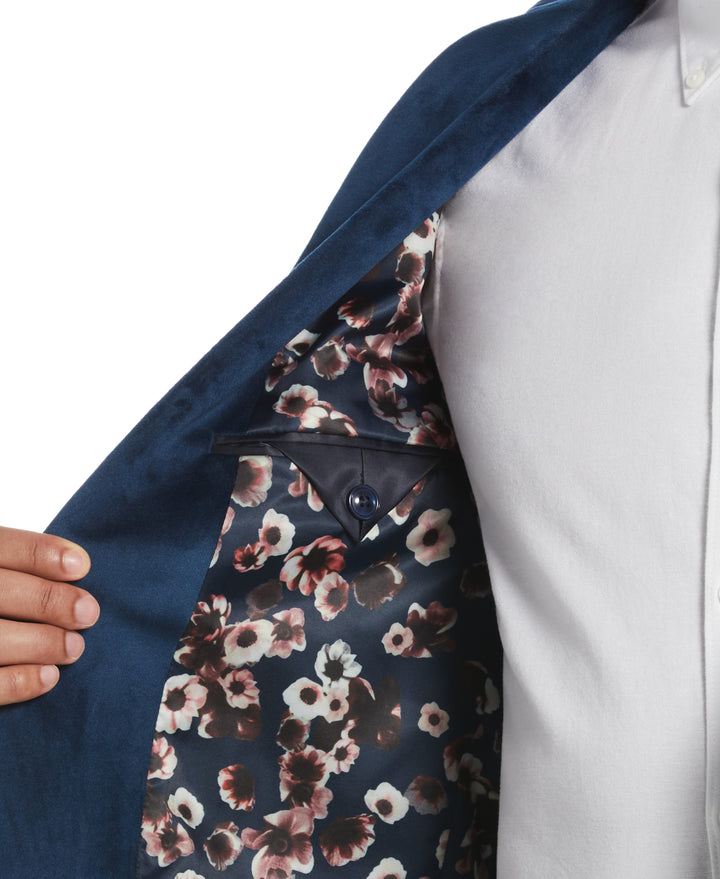 Blue Velvet Pico Polyester Jacket  (Blue) 