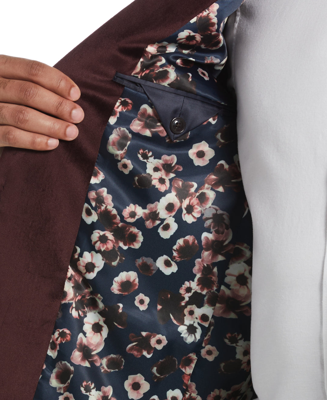 Marsala Velvet Pico Polyester Jacket  (Marsala) 