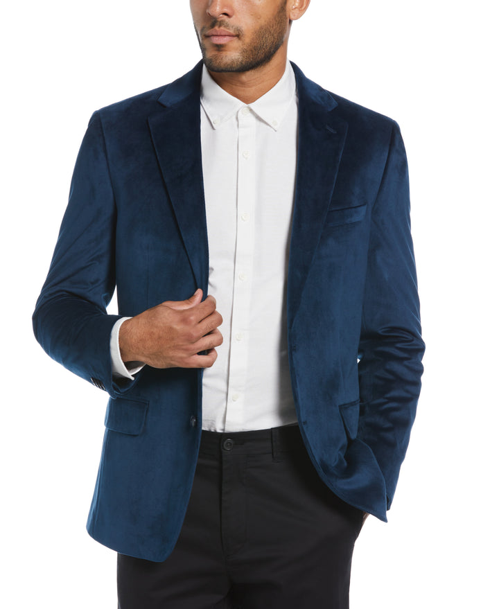 Blue Velvet Pico Polyester Jacket  (Blue) 