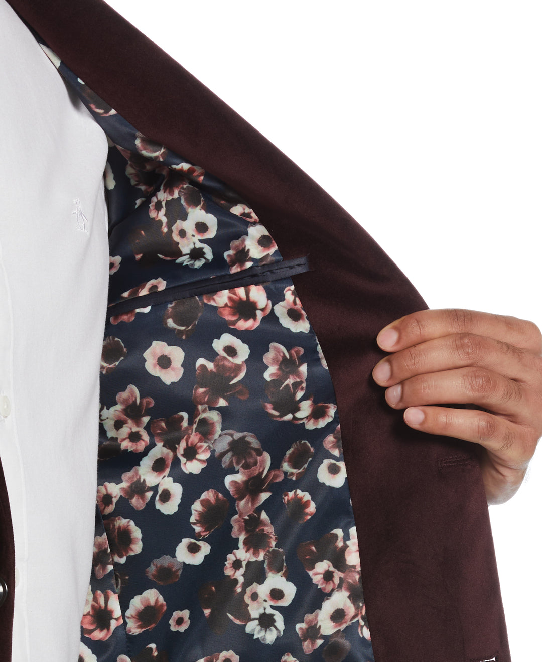 Marsala Velvet Pico Polyester Jacket  (Marsala) 