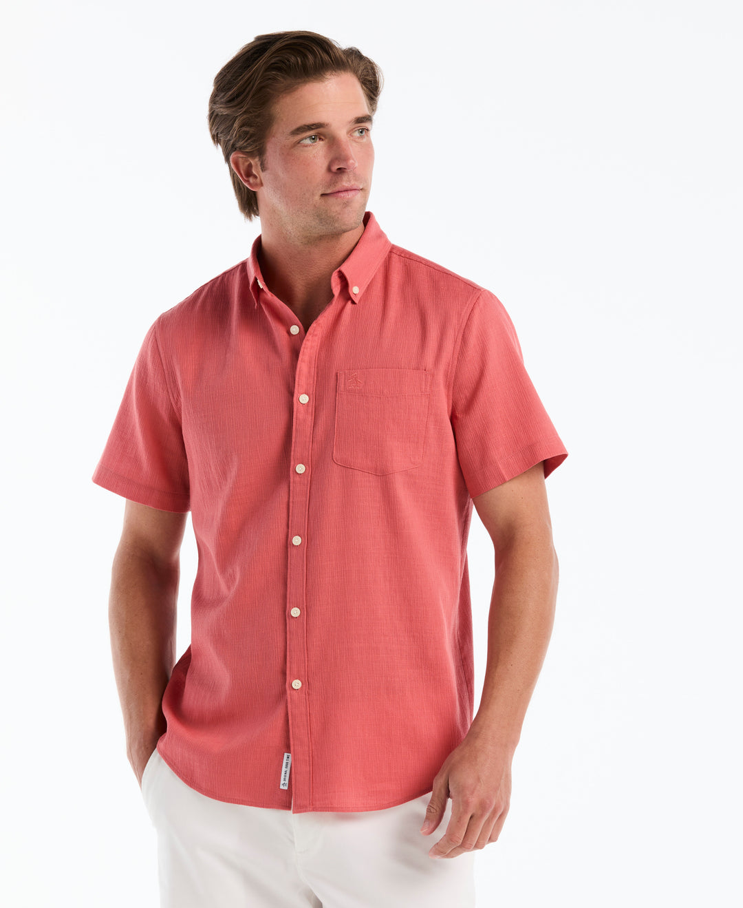 Cotton Slub Dobby Button Down Shirt (Faded Rose) 