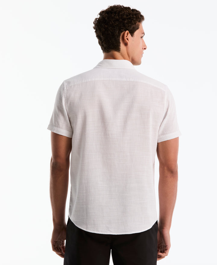 Slub Dobby Button-Up Shirt (Bright White) 