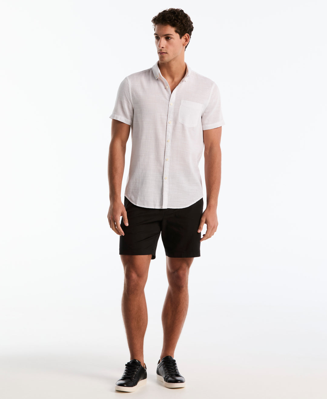 Slub Dobby Button-Up Shirt (Bright White) 