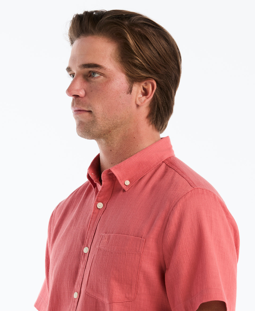 Cotton Slub Dobby Button Down Shirt (Faded Rose) 