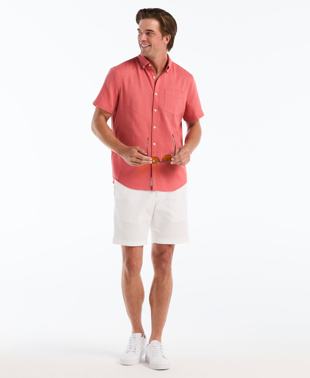 Cotton Slub Dobby Button Down Shirt (Faded Rose) 