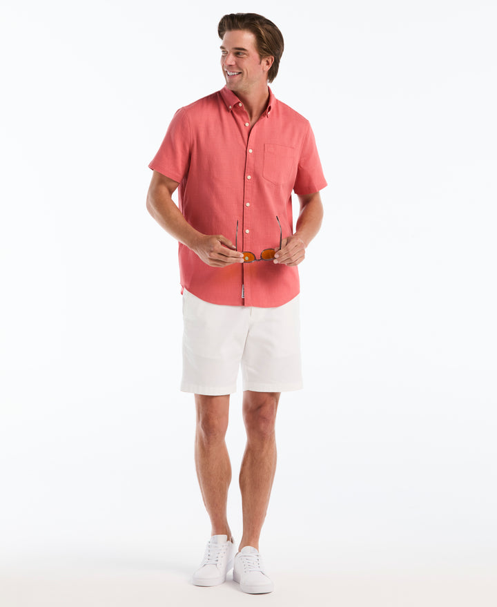 Cotton Slub Dobby Button Down Shirt (Faded Rose) 