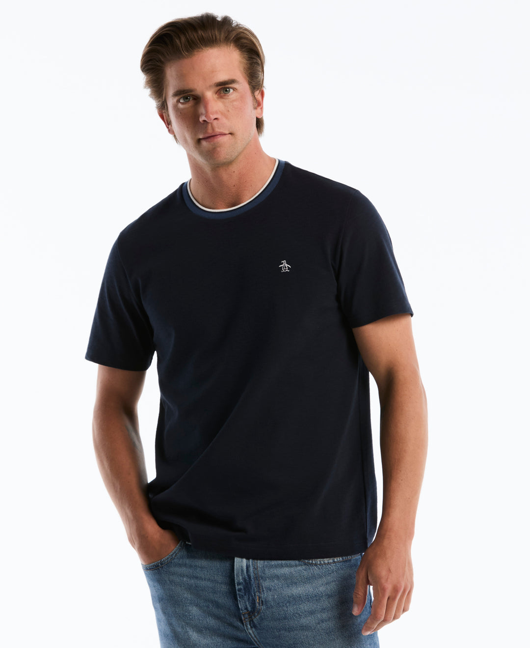 Cotton Slub Tipped Tee (Dark Sapphire) 