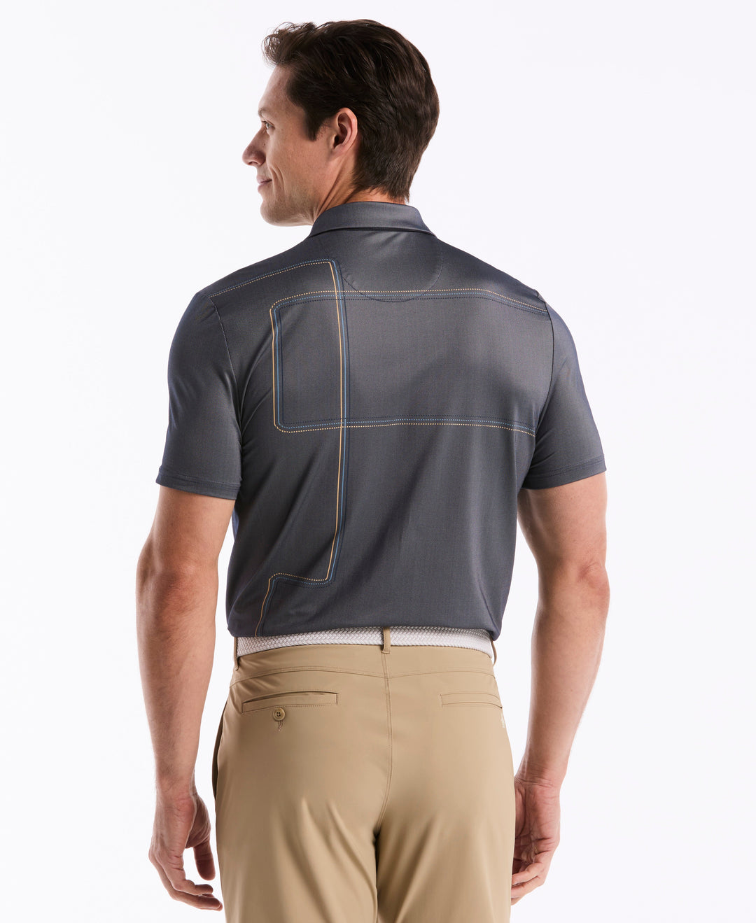 "Snow Tracks" All-Over Print Golf Polo (Black Iris) 