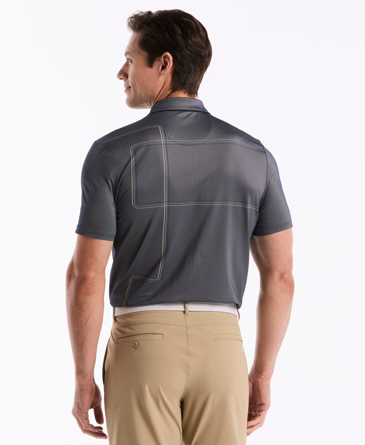 "Snow Tracks" All-Over Print Golf Polo (Black Iris) 