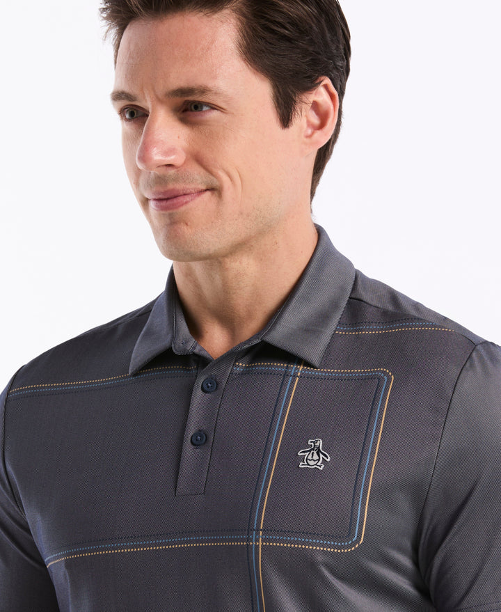 "Snow Tracks" All-Over Print Golf Polo (Black Iris) 
