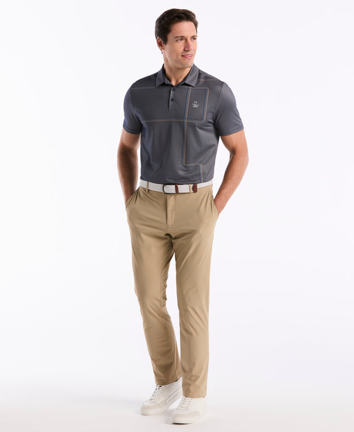 "Snow Tracks" All-Over Print Golf Polo (Black Iris) 