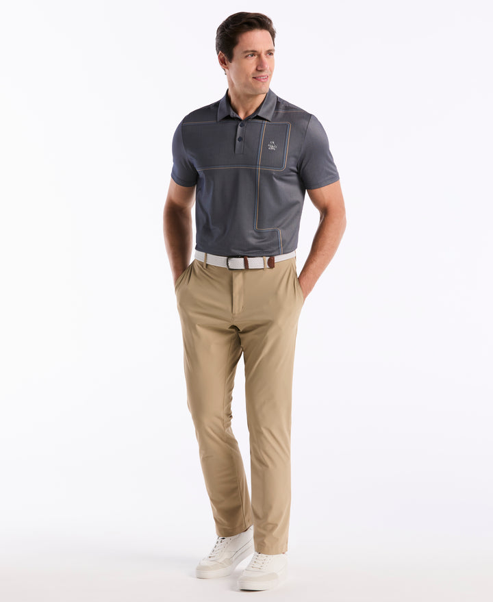 "Snow Tracks" All-Over Print Golf Polo (Black Iris) 