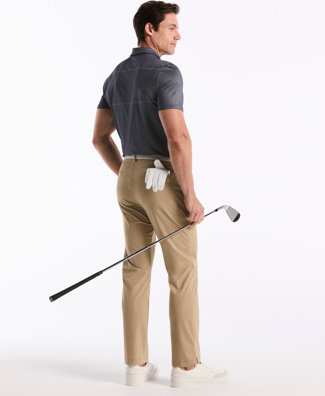 "Snow Tracks" All-Over Print Golf Polo (Black Iris) 