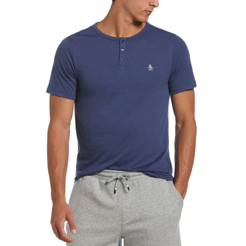 Solid Henley Tee (Blue Indigo) 