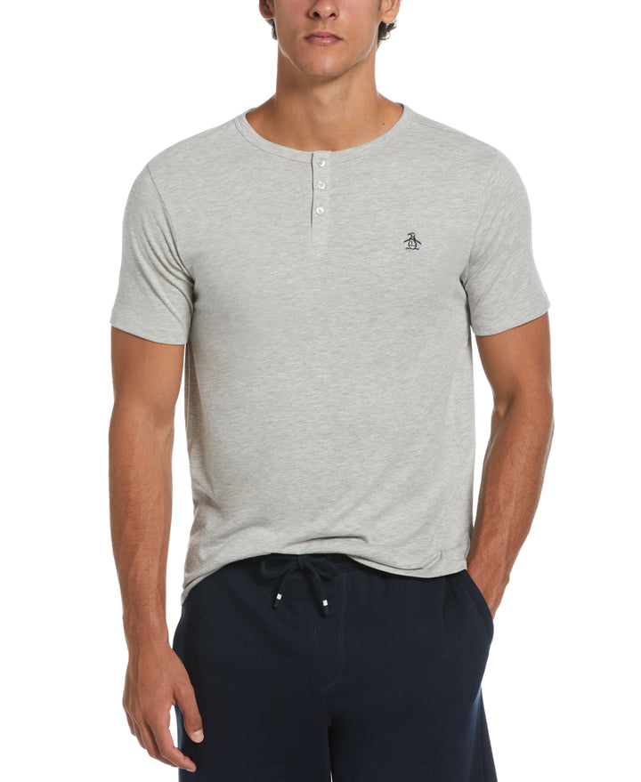 Solid Henley Tee (Light Grey Heather) 