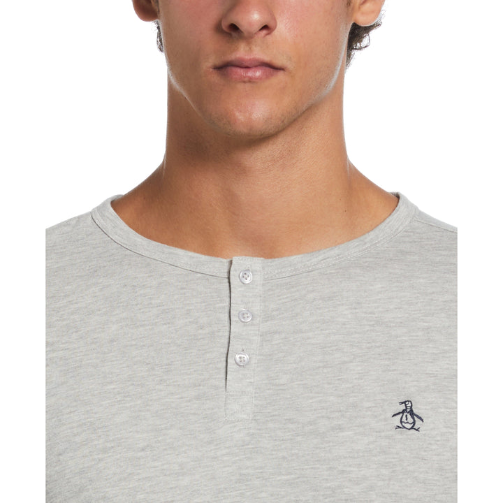 Solid Henley Tee (Light Grey Heather) 